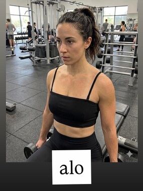 ALO Yoga Black Strappy Sports Bra with Logo